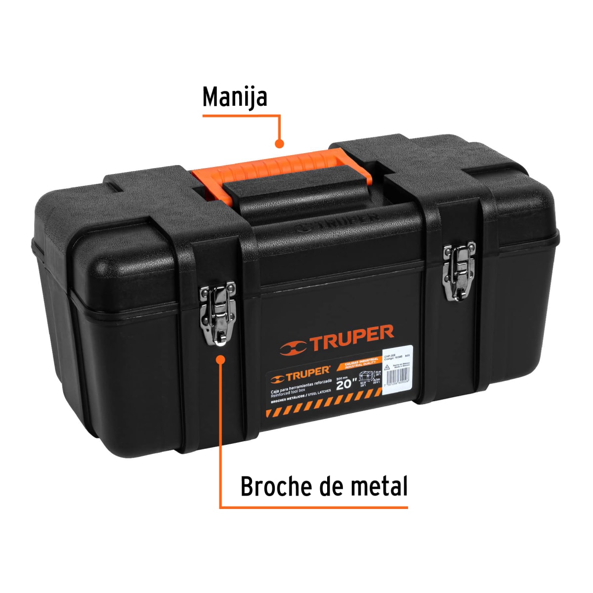 Caja para herramienta industrial broches metálicos Truper 103803