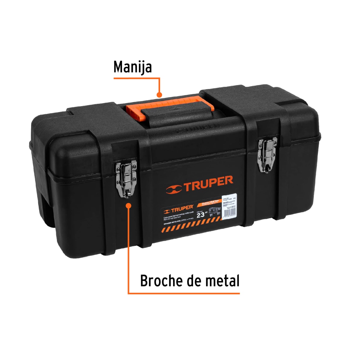 Caja para herramienta industrial broches metálicos Truper 115062