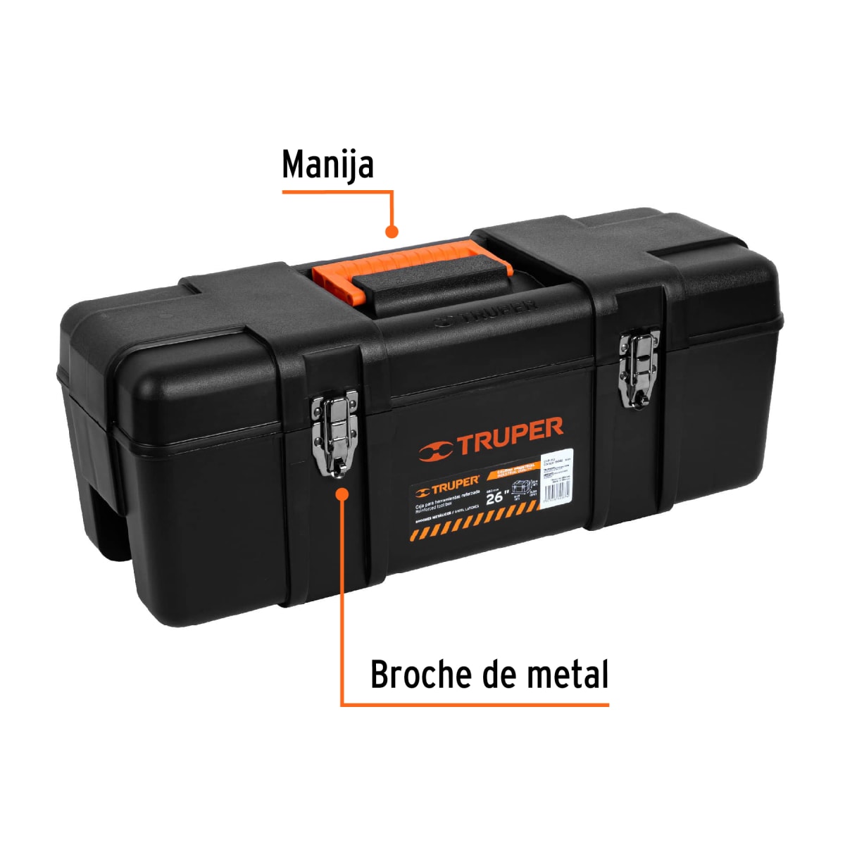 Caja para herramienta industrial broches metálicos Truper 198822