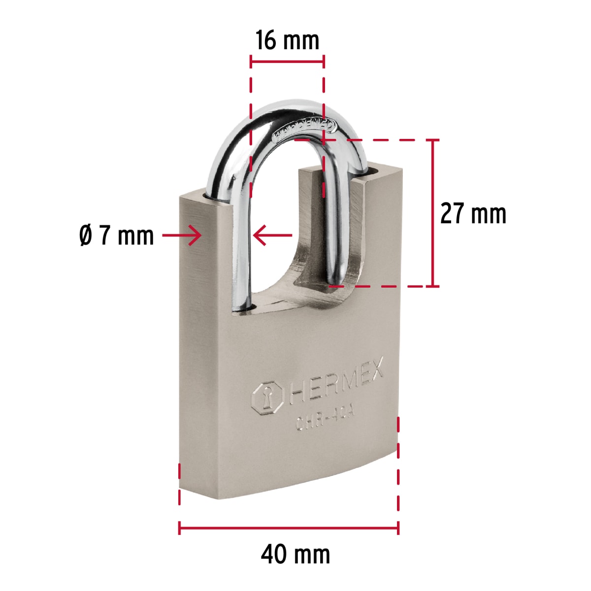 Candado Cuerpo Acorazado De Hierro Alta Seguridad 40 Mm Hermex 433124