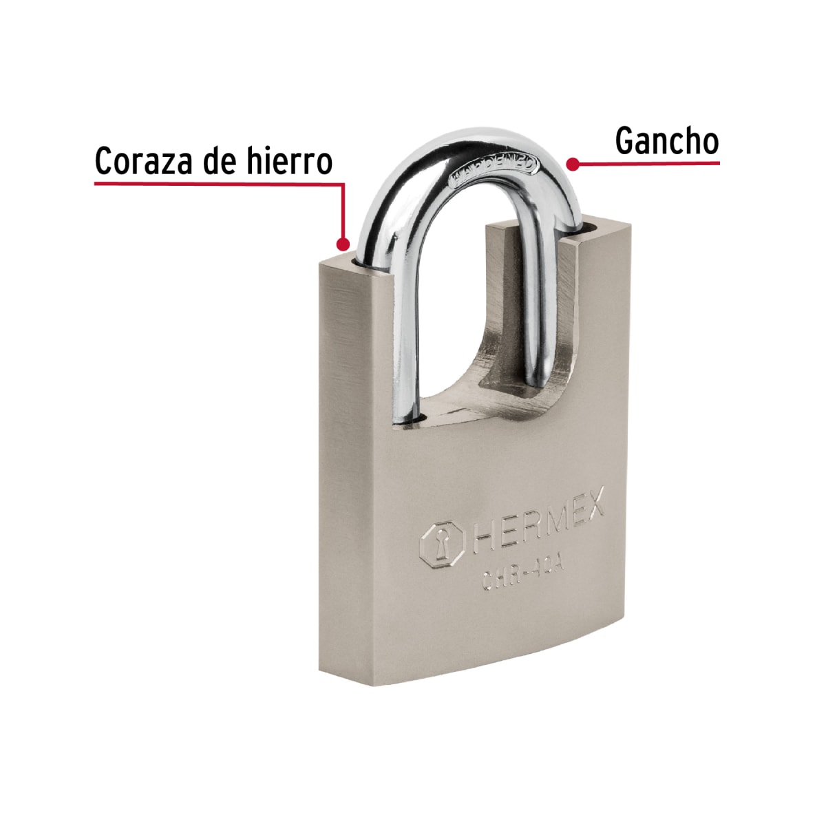Candado Cuerpo Acorazado De Hierro Alta Seguridad 40 Mm Hermex 433125