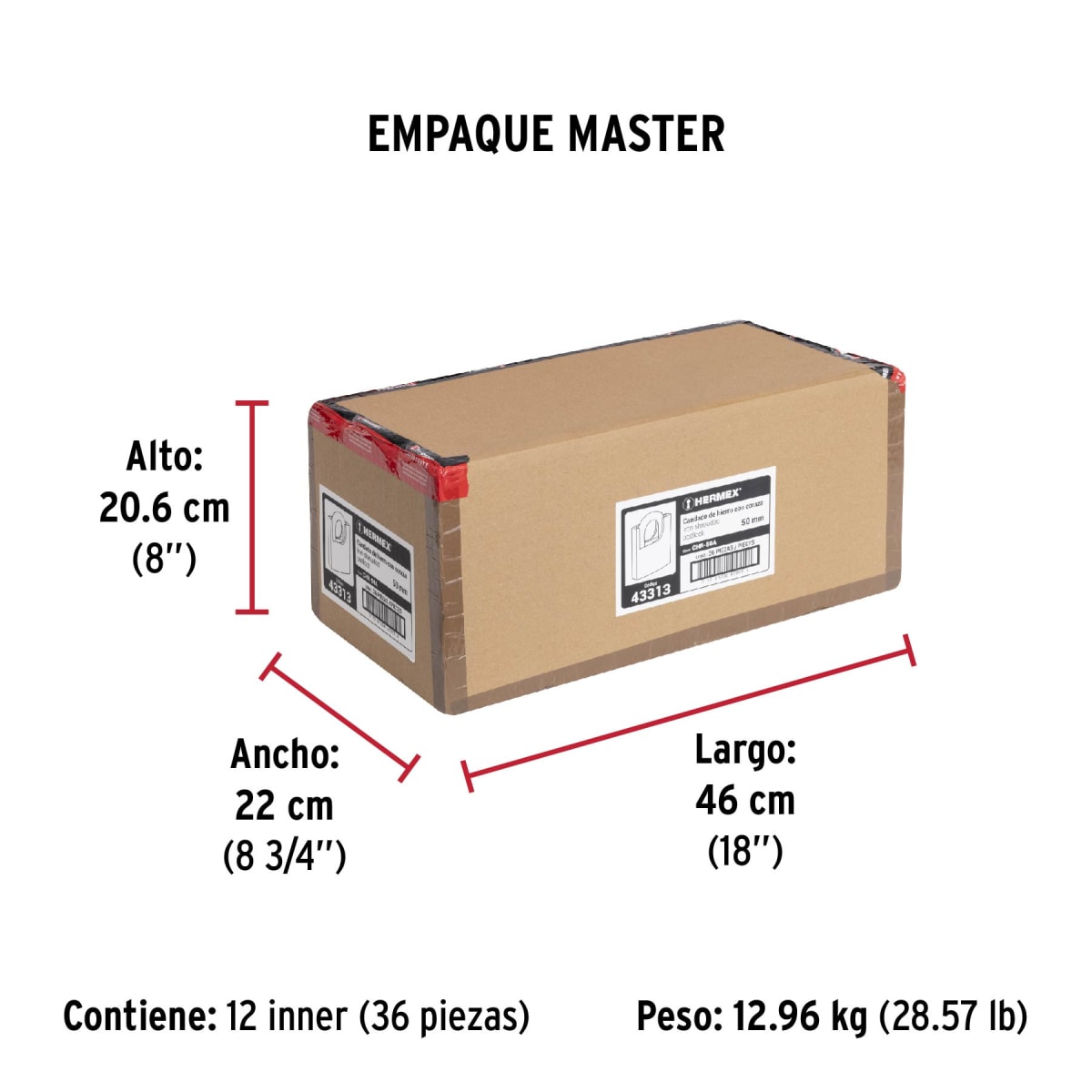 Candado Cuerpo Acorazado De Hierro Alta Seguridad 50 Mm Hermex 433139