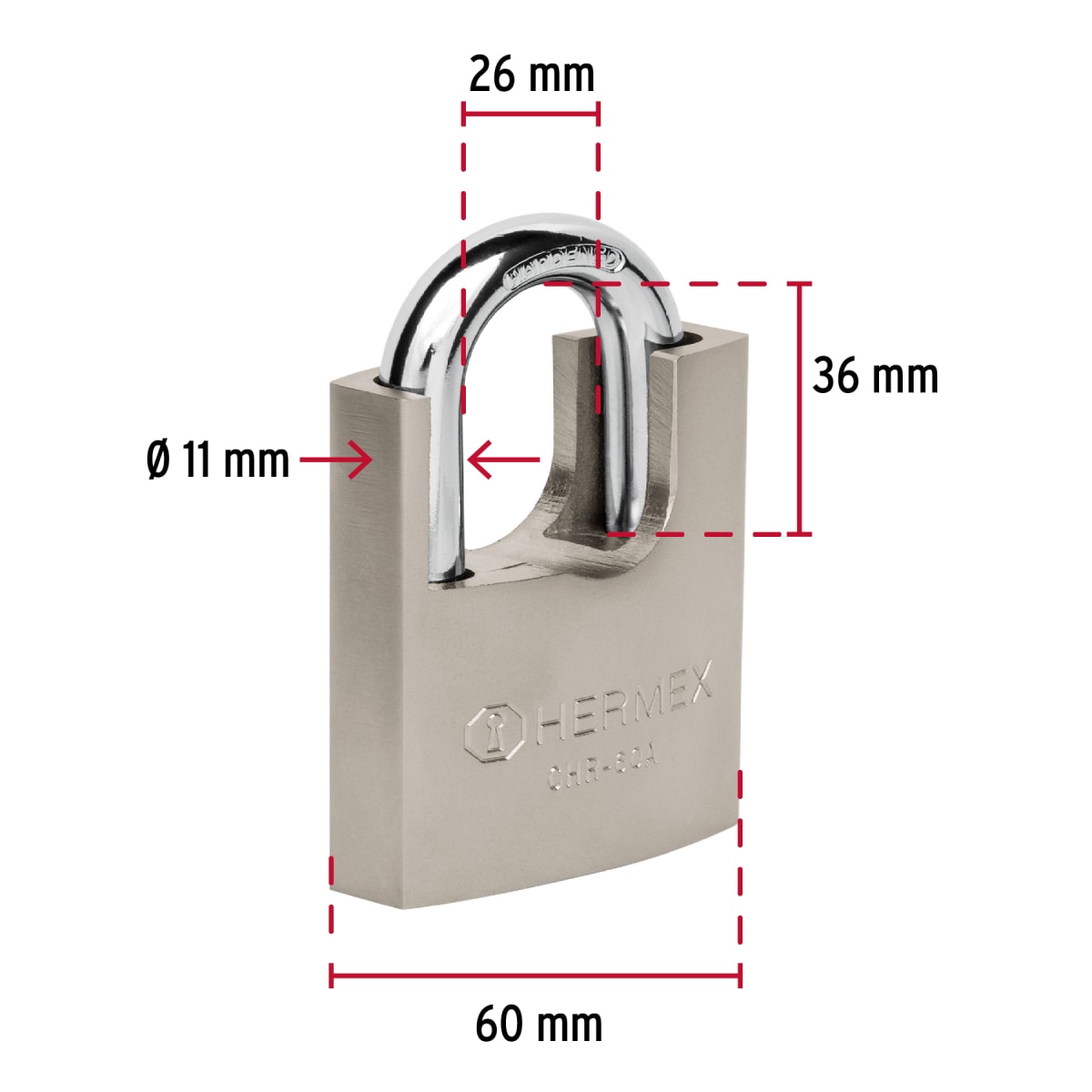 Candado cuerpo acorazado de hierro alta seguridad Hermex 433144