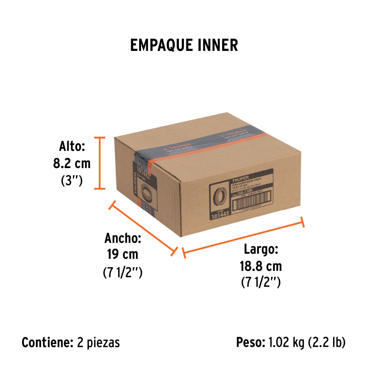 Cinta Antiderrapante Negra 25mm (1