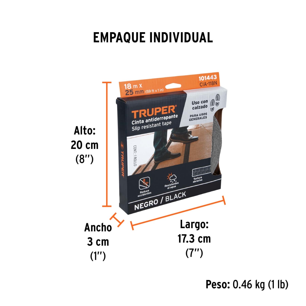 Cinta Antiderrapante Negra 25mm (1
