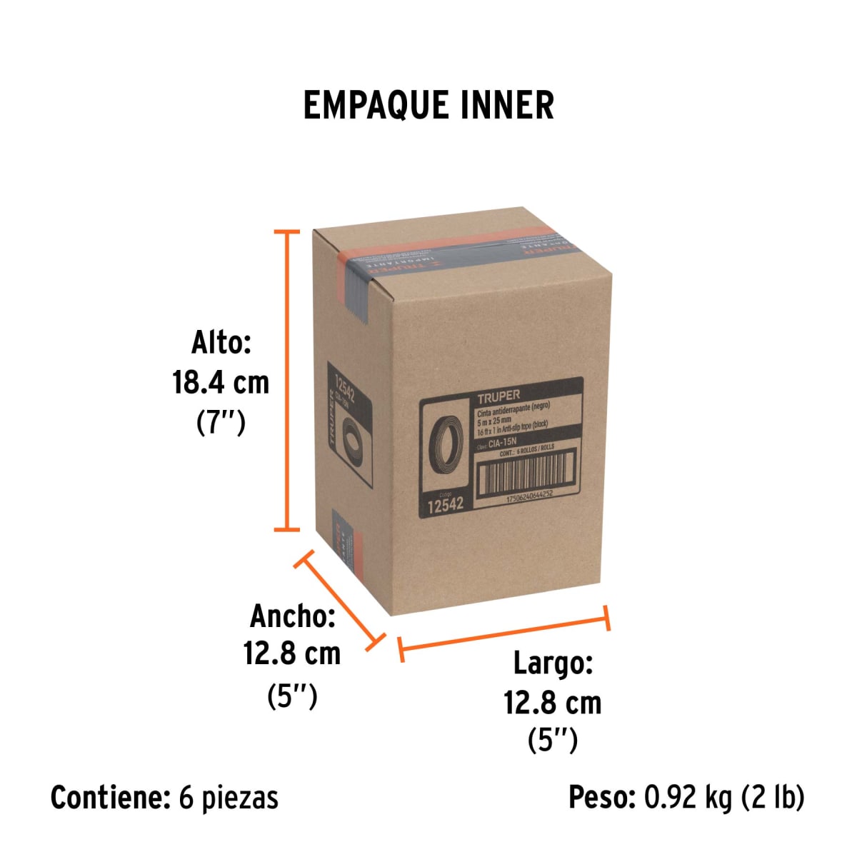 Cinta adhesiva antiderrapante en rollo, 25 mm, negra Truper5