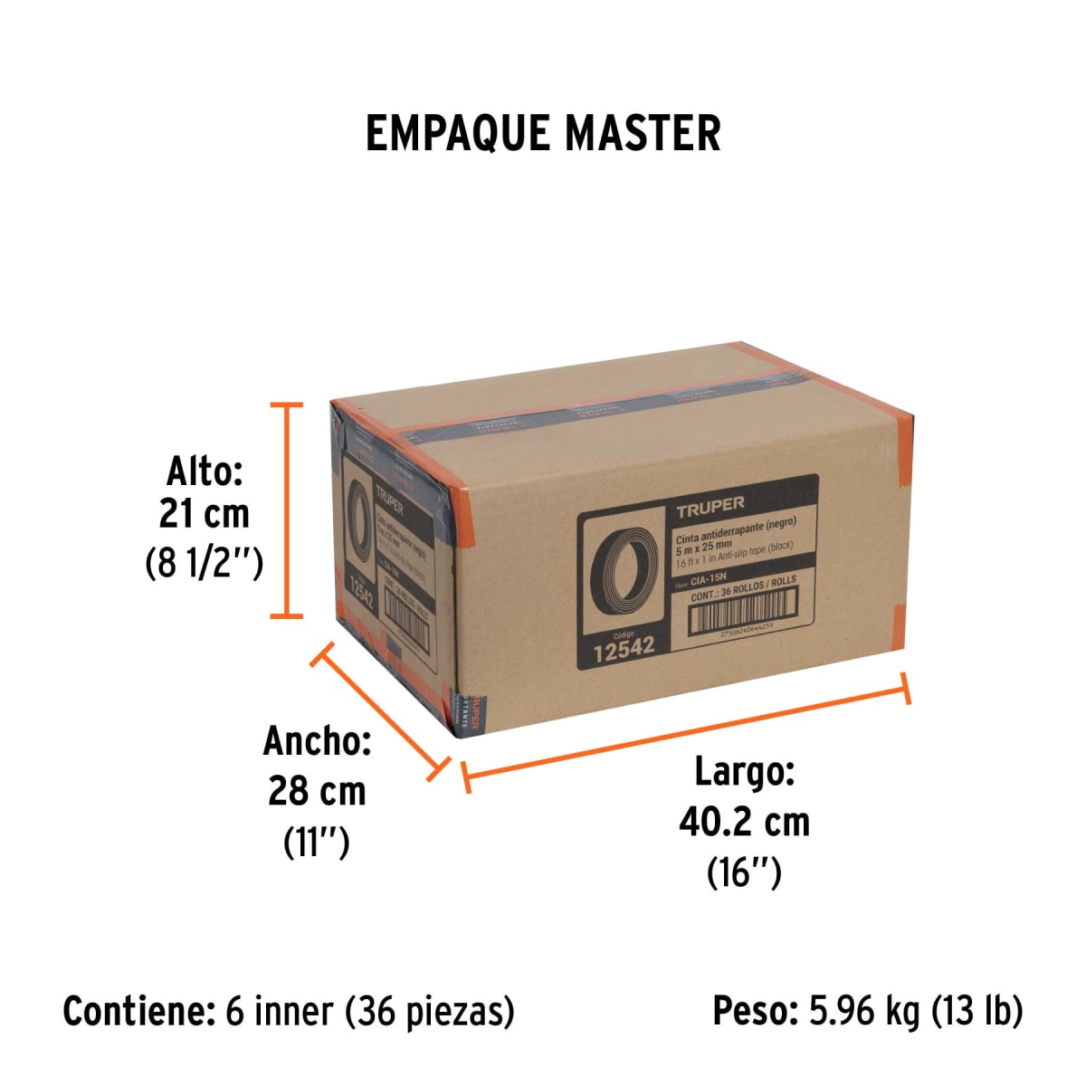 Cinta adhesiva antiderrapante en rollo, 25 mm, negra Truper7