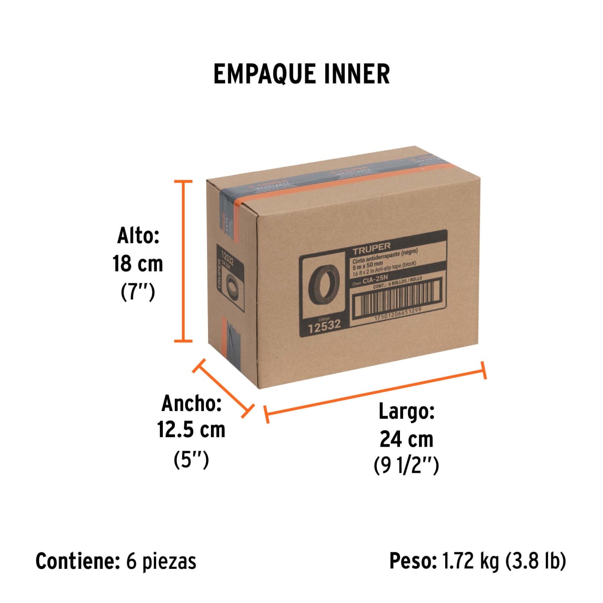 Cinta Antiderrapante Negra 50mm (2