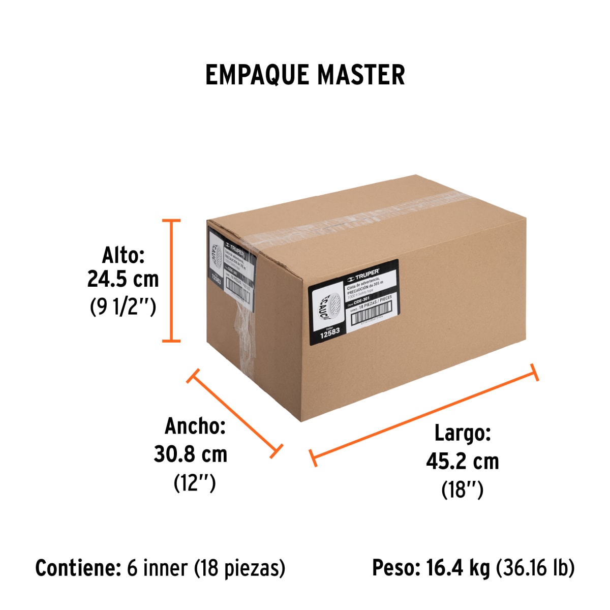 Cinta de Seguridad Amarilla/Precaución 304.8 Mts 12583 Truper6