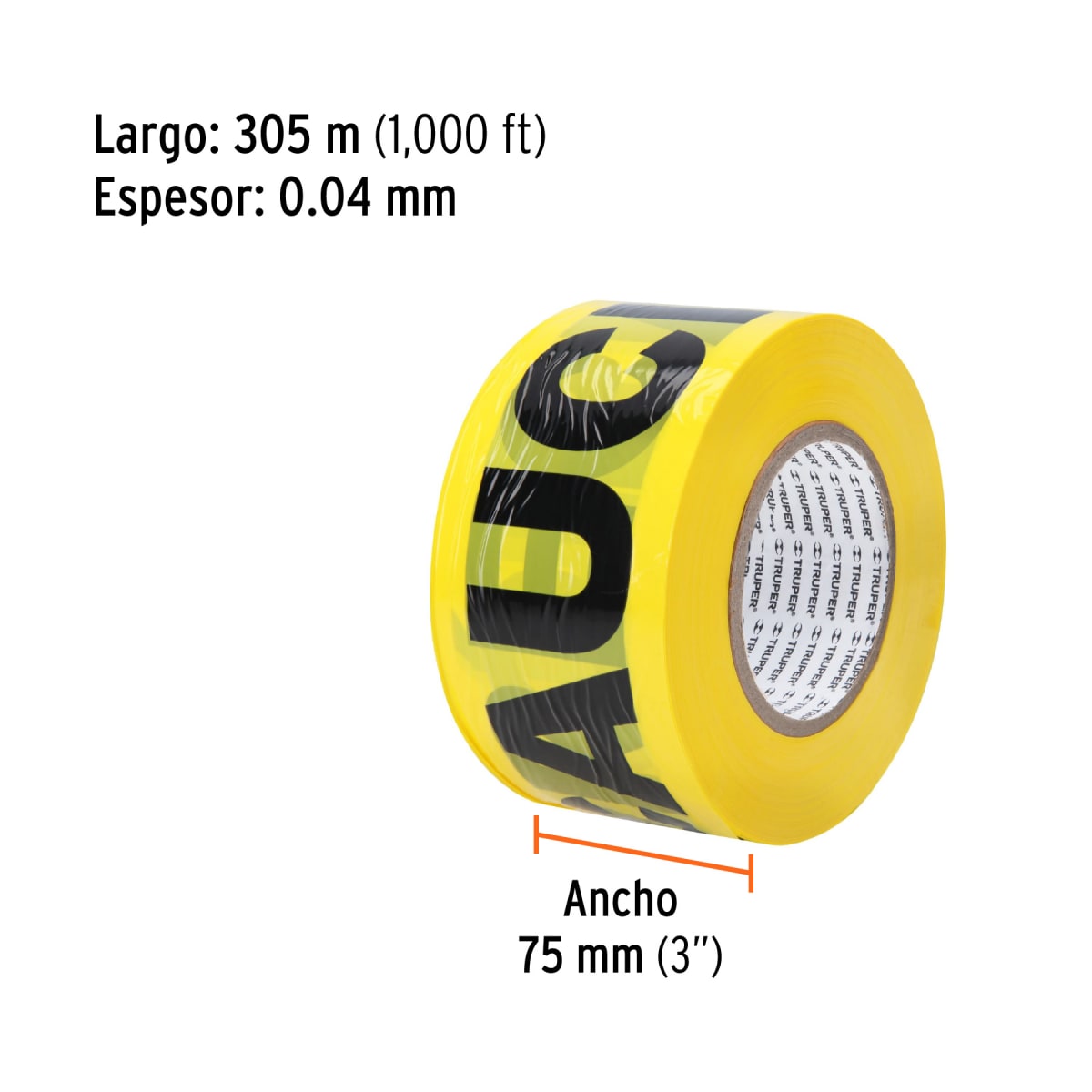 Cinta de Seguridad Amarilla/Precaución 304.8 Mts 12583 Truper4