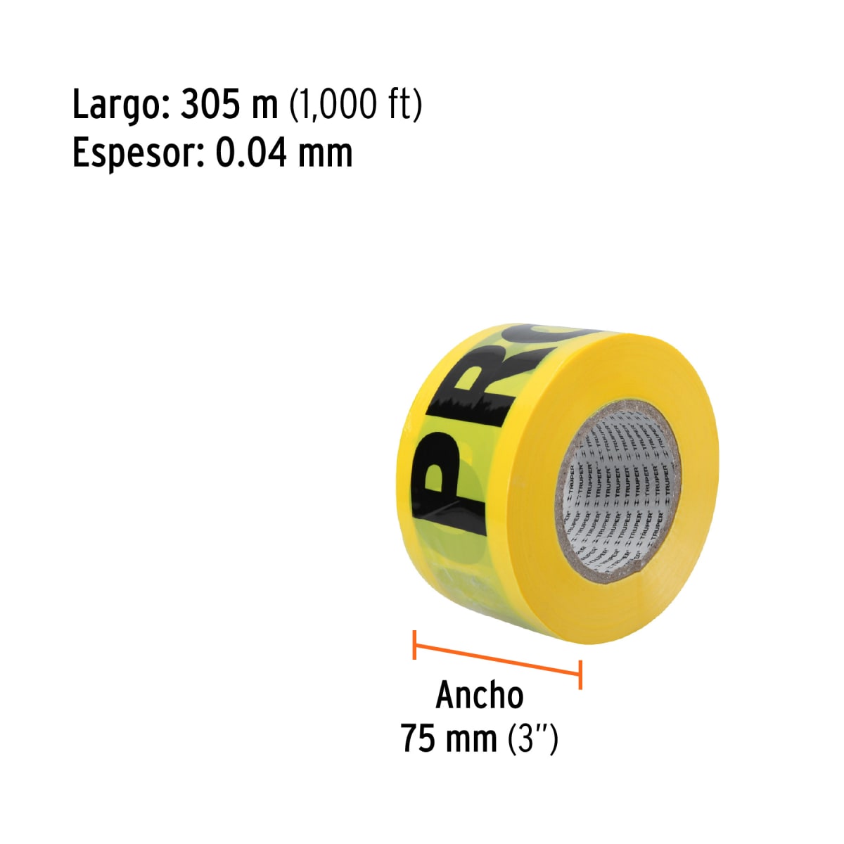 Cinta de Seguridad Amarilla/Prohibido 304.8 Mts 12579 Truper3