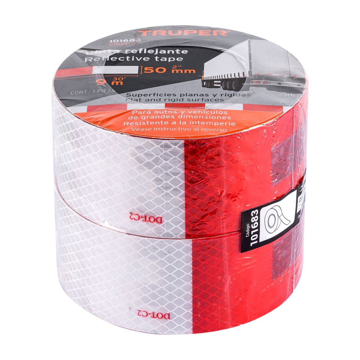 Cinta Reflectiva Rojo y Blanco De Pvc 2” X 9 Mts Truper 1016833