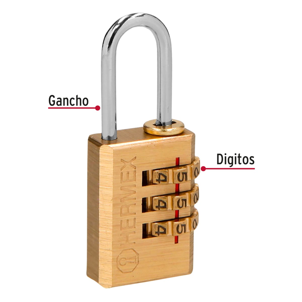 Candado De Combinación, Latón, 20 Mm Hermex 433465