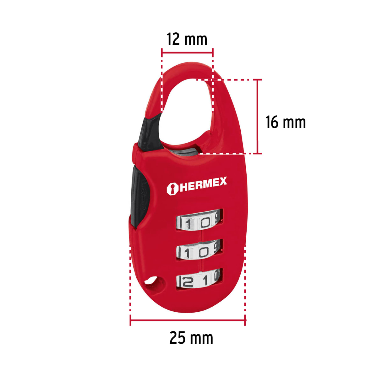 Candado Maletero De Combinación 25Mm Vertical Hermex 433503