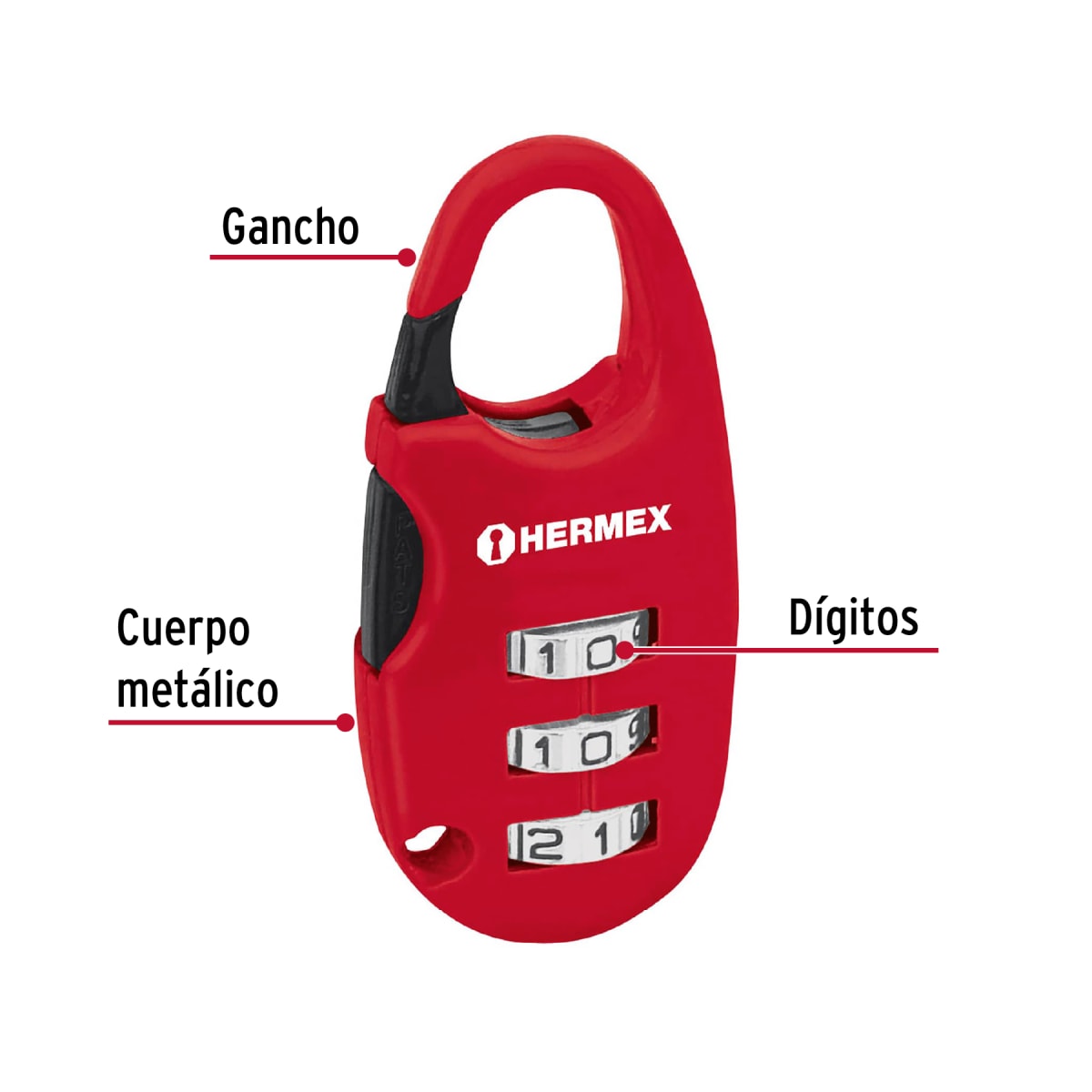 Candado Maletero De Combinación 25Mm Vertical Hermex 433502