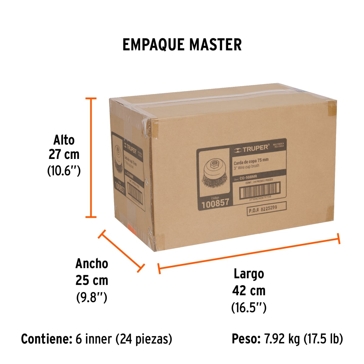 Carda de copa, alambre ondulado fino, Multi rosca Truper 1008575