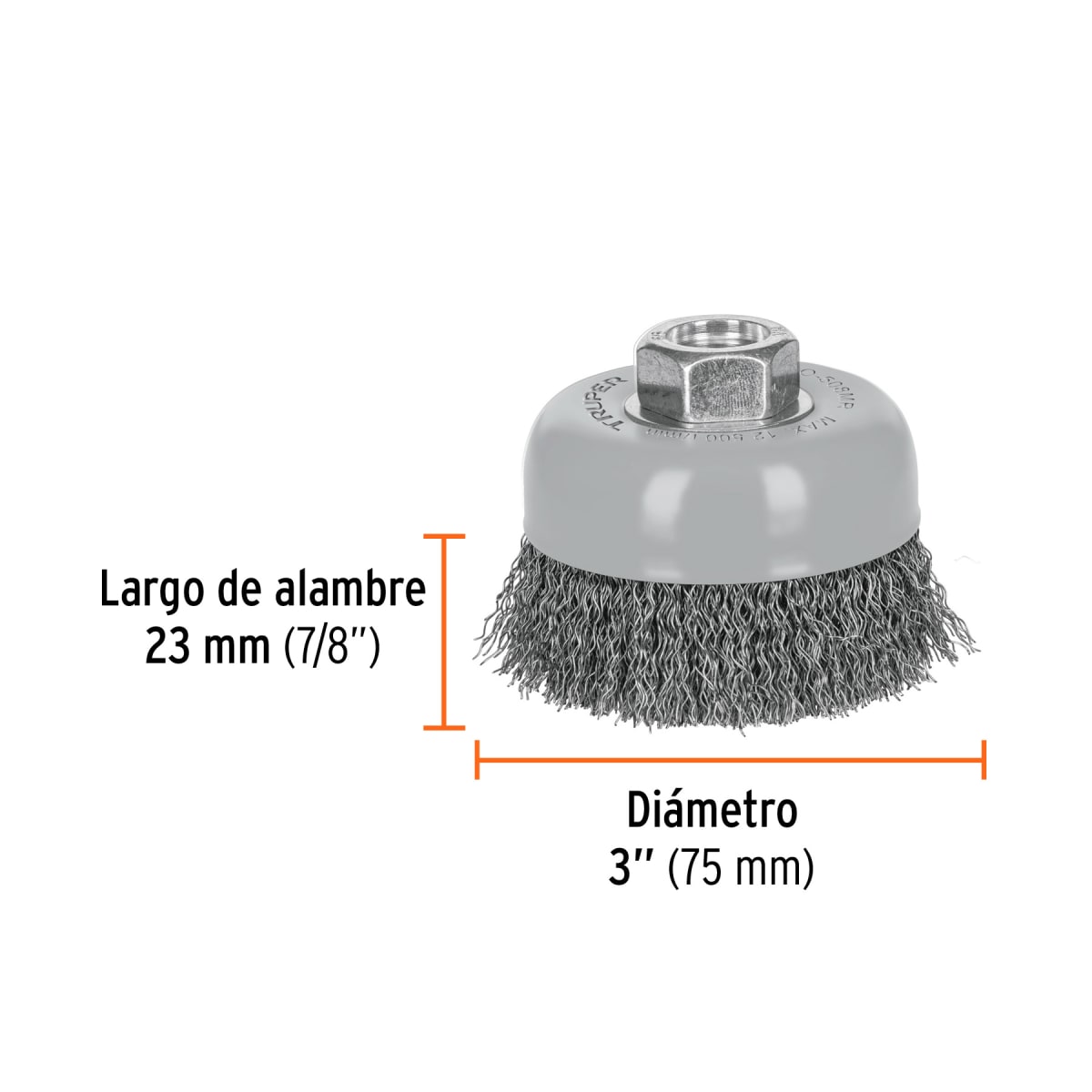 Carda de copa, alambre ondulado fino, Multi rosca Truper 1008573