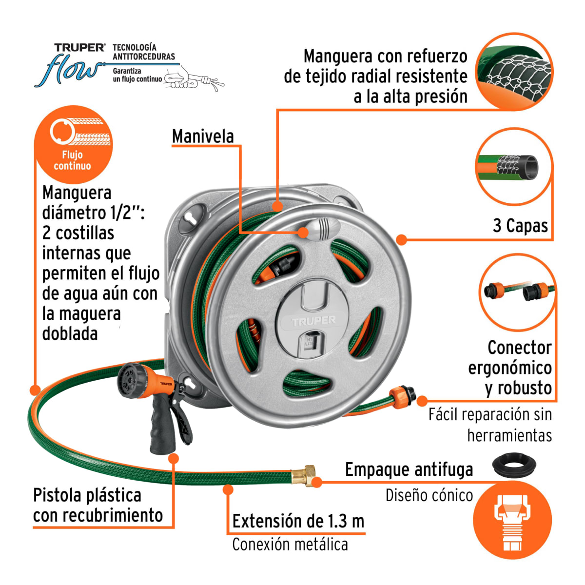 Manguera Reforzada 3 Capas 1/2