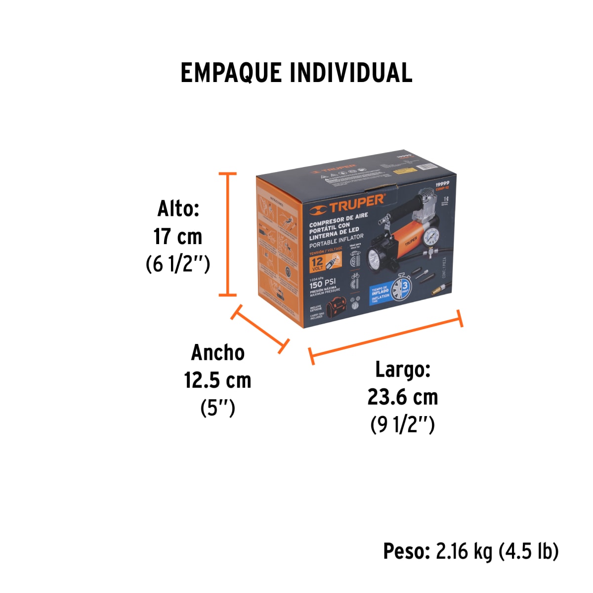 Compresor de Aire 12V para Auto 150 Psi 19999 Truper6
