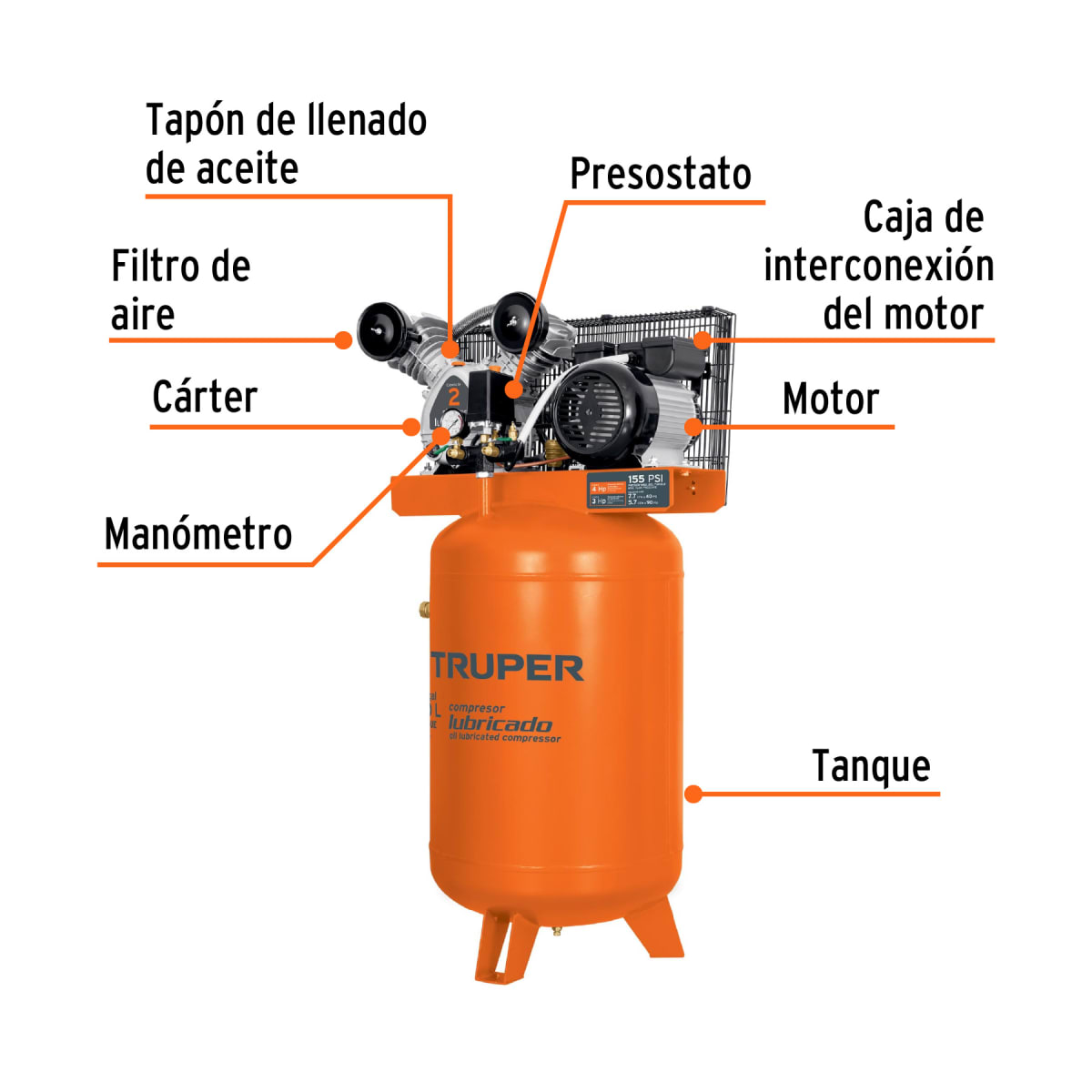 Compresora Vertical 120 Litros 4HP Truper 1021312