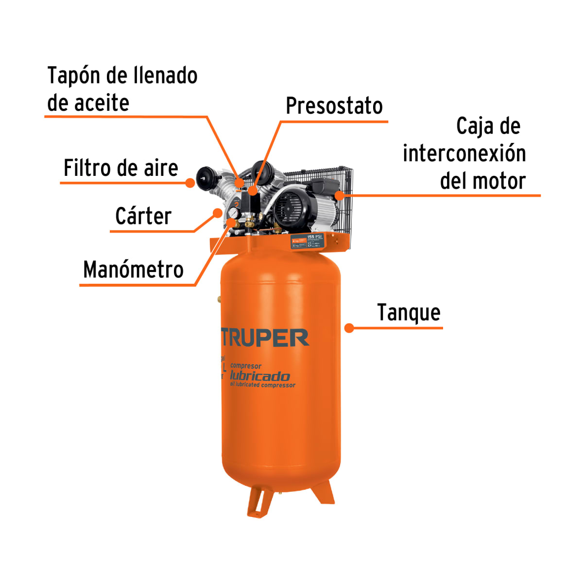 Compresora Vertical 180 Litros 4HP Truper 1033042