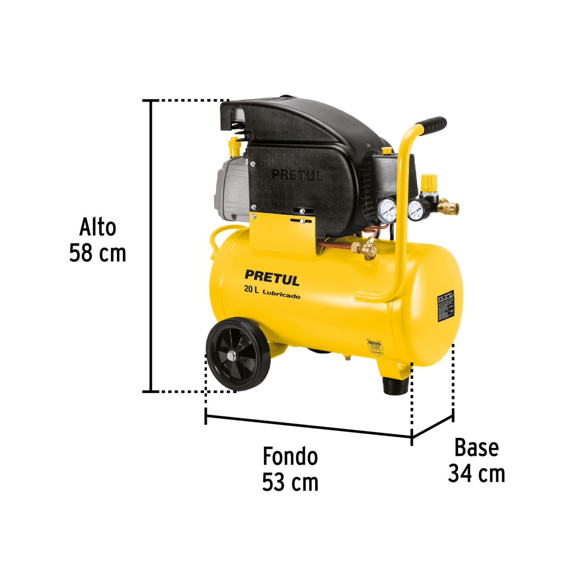 Compresora Horizontal 20 Litros Pretul 216803