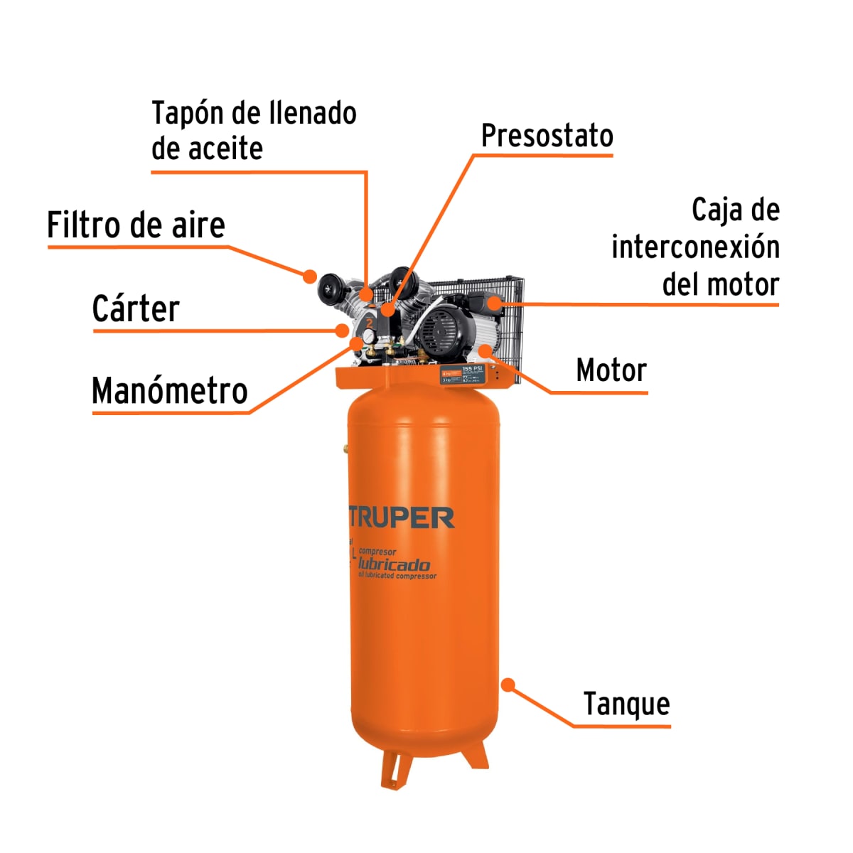 Compresora Vertical 240 Litros 4HP Truper 1021302