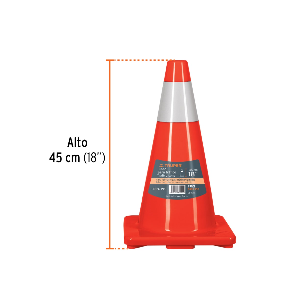 Cono De Seguridad Con Cinta Reflectiva 45 Cm(18