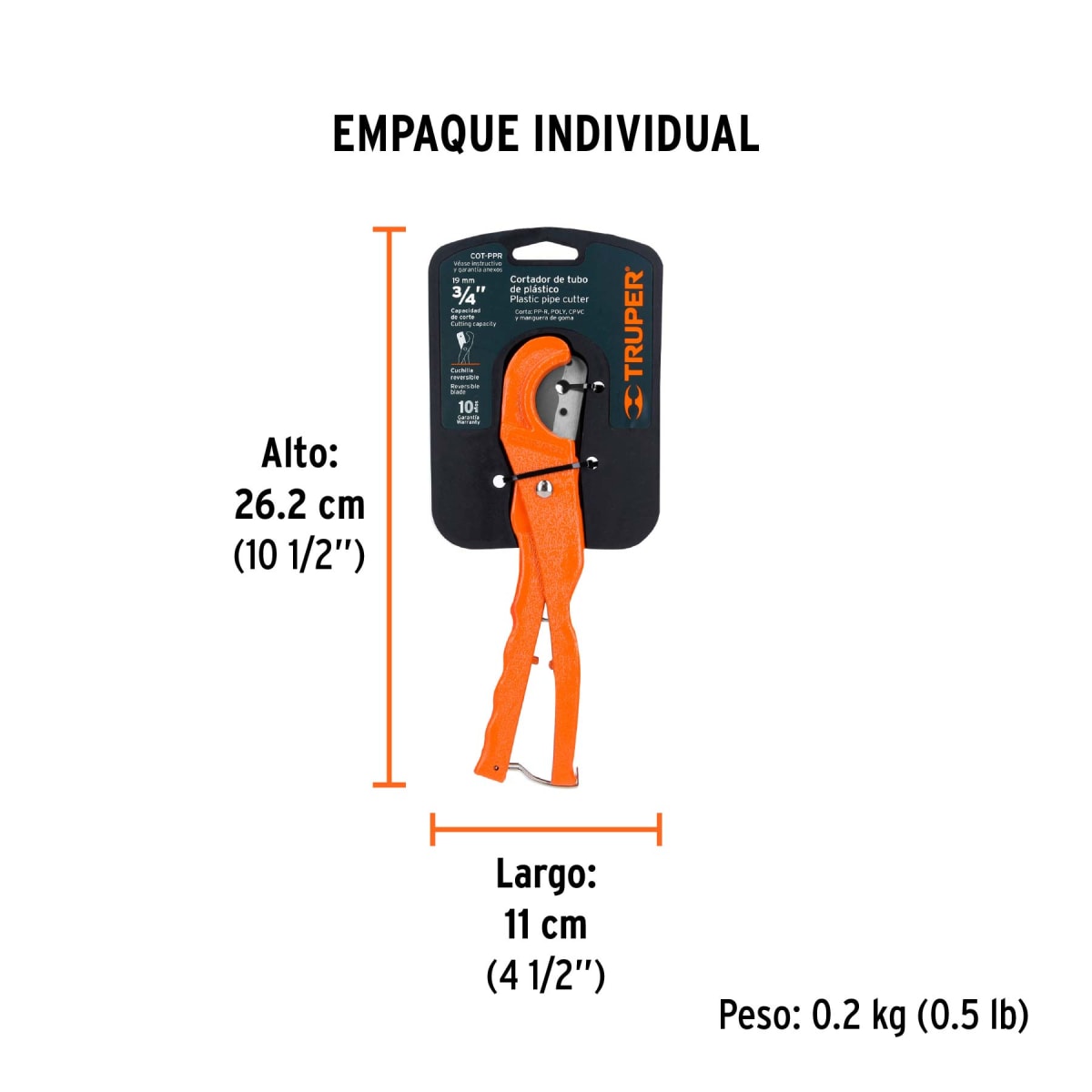 Cortador De Tubo De Pvc Capacidad Corte 3/4