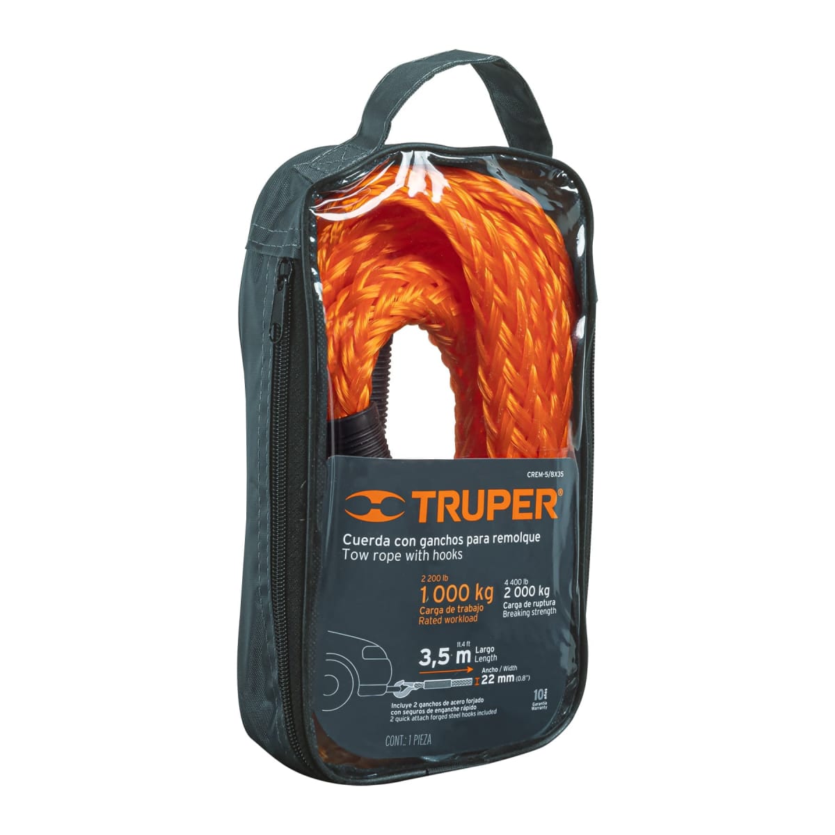 Cuerda para remolque con ganchos,5/8' x 3.5m Truper7
