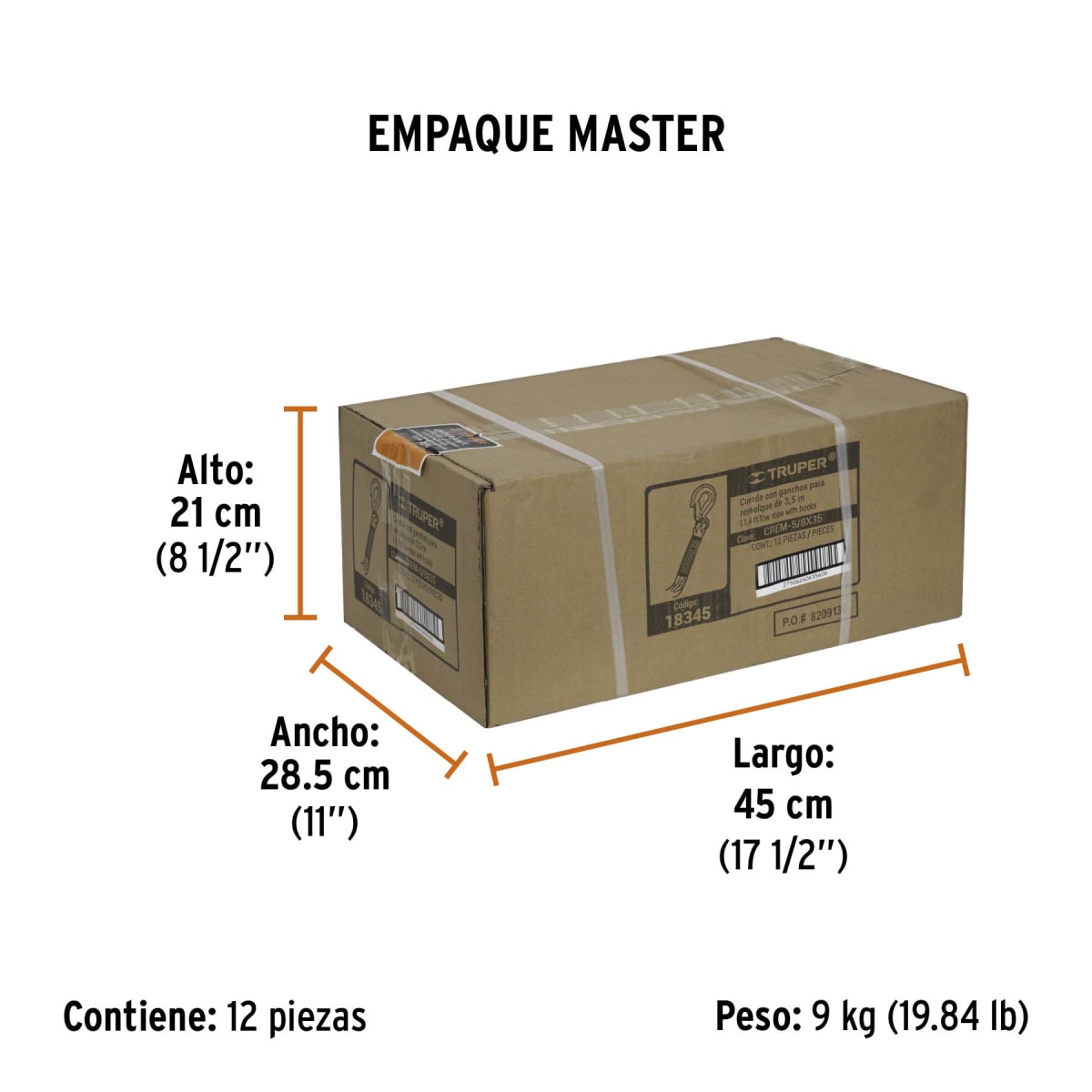 Cuerda para remolque con ganchos,5/8' x 3.5m Truper6