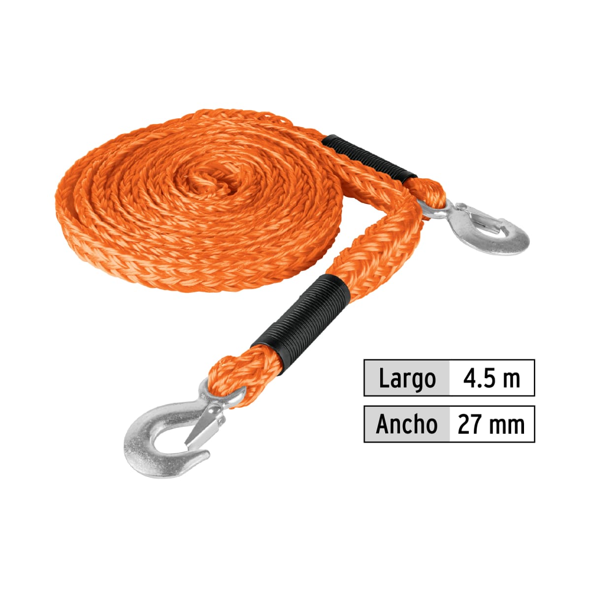 Cuerda para remolque con ganchos,7/8' x 4.5m Truper 183462