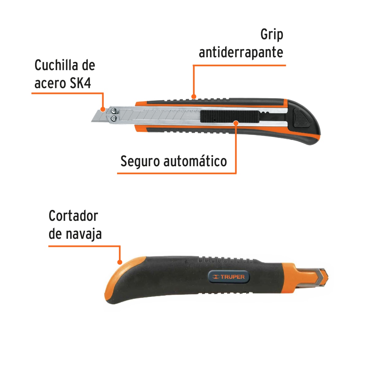 Cuchilla Cutter Profesional 9mm con Alma Metálica Truper 169713