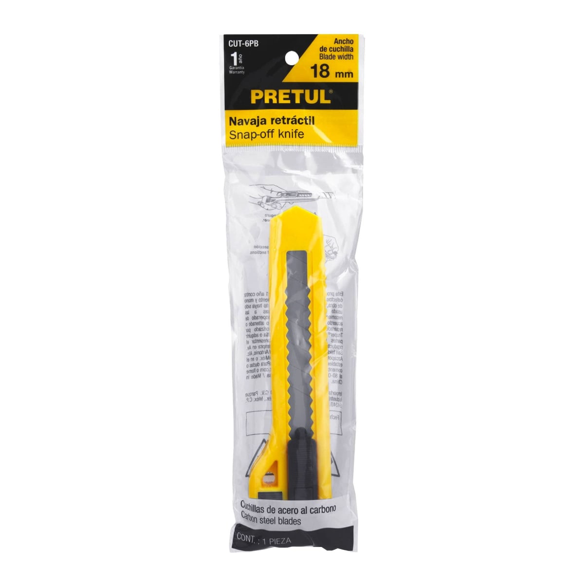 Cuchilla Cutter Profesional 18mm con Alma Metálica Pretul 224054