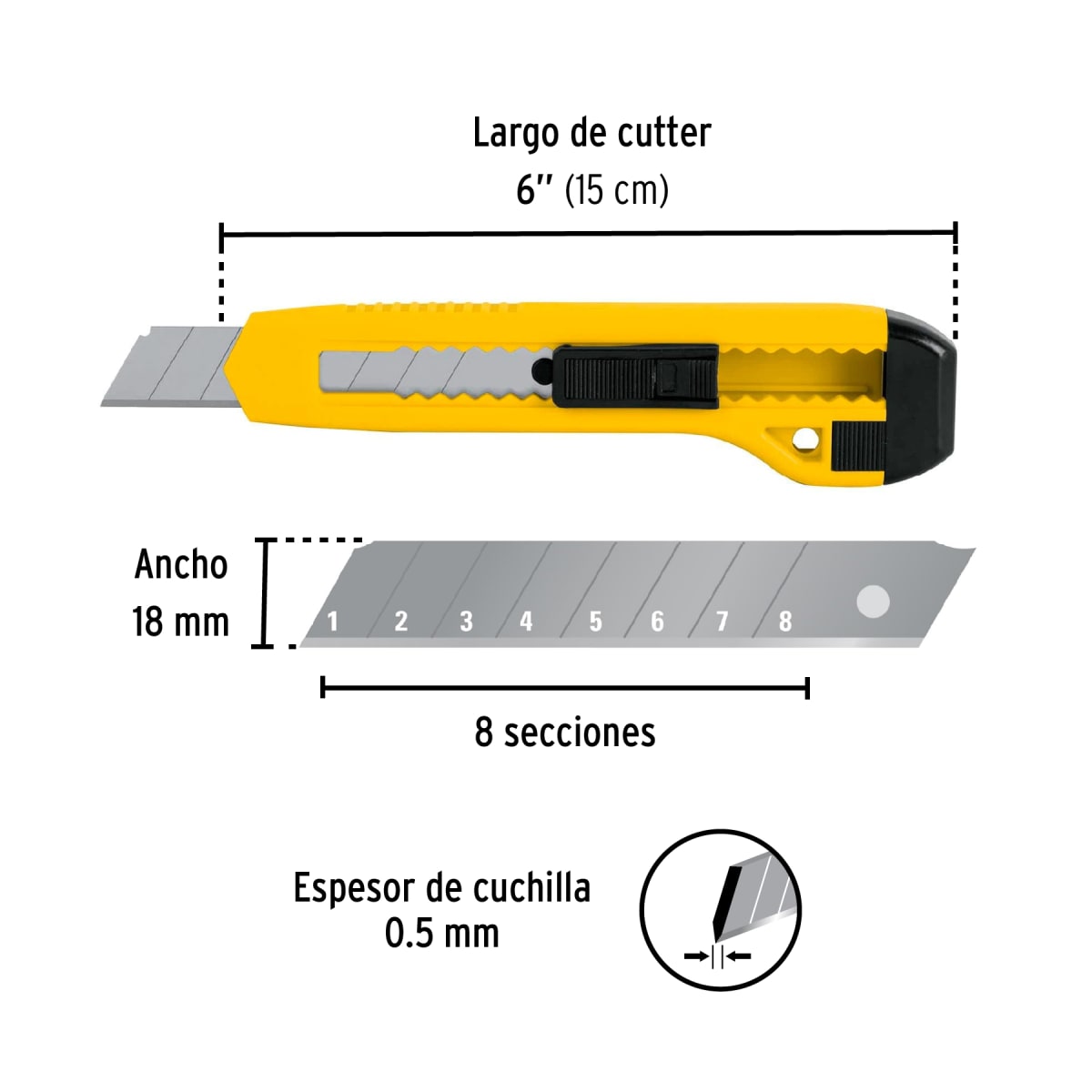 Cuchilla Cutter Profesional 18mm con Alma Metálica Pretul 224052
