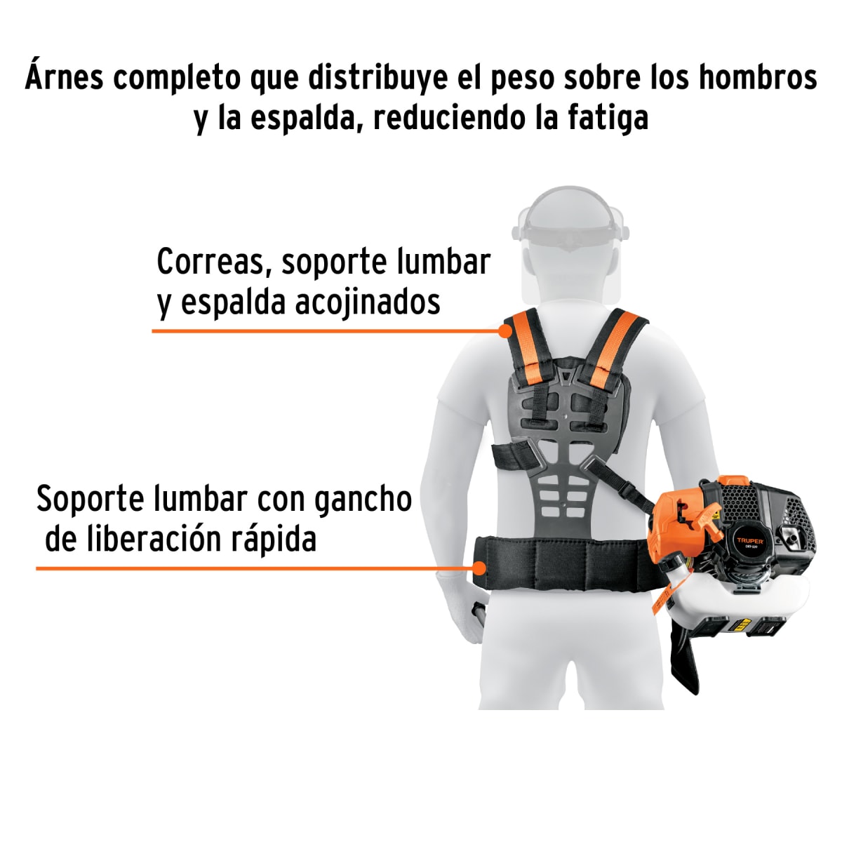 Motoguadaña Desmalezadora a gasolina 52 cc 3 HP Truper 110323