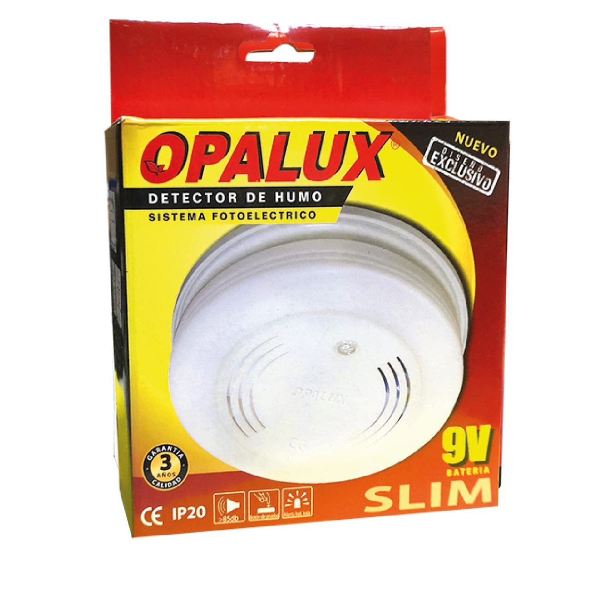 Detector De Humo 9V A Batería Tipo Fotoeléctrico SLIM Para Sobreponer LX-98 Opalux3