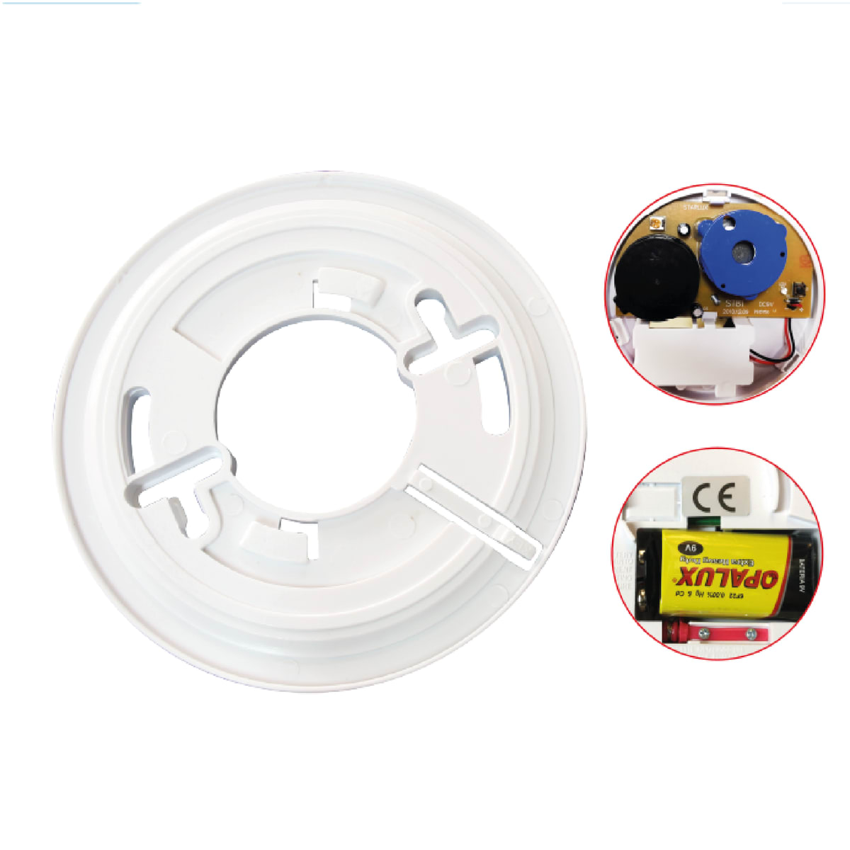 Detector De Humo 9V A Batería Tipo Fotoeléctrico SLIM Para Sobreponer LX-98 Opalux2