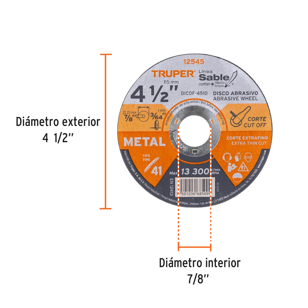 Disco De Corte Extrafino De Metal 4 1/2