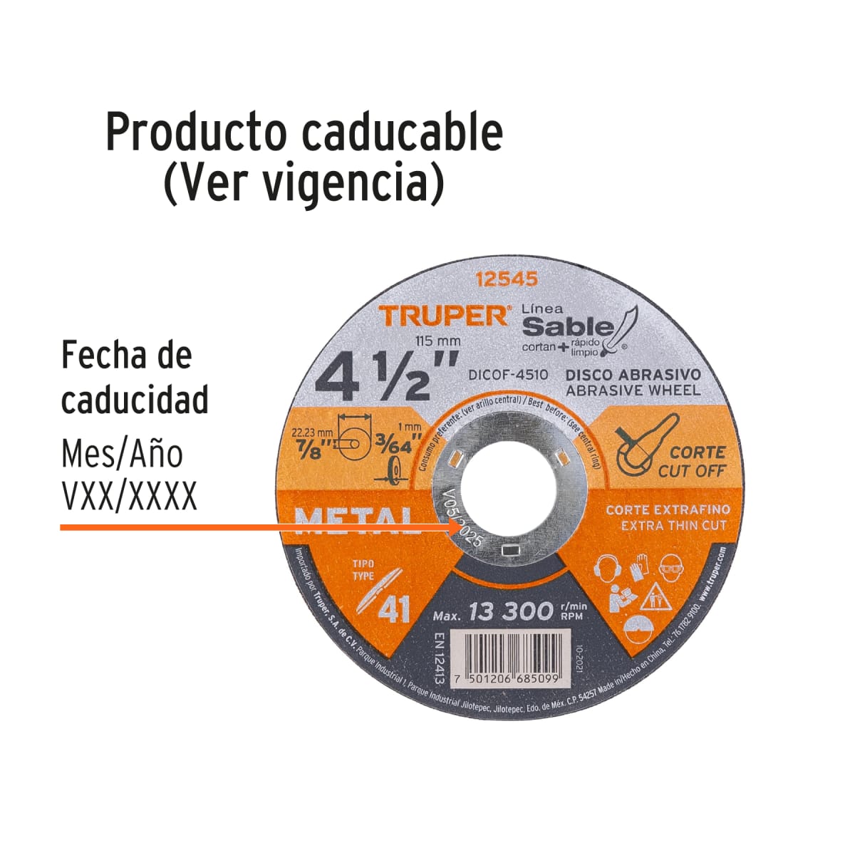 Disco De Corte Extrafino De Metal 4 1/2