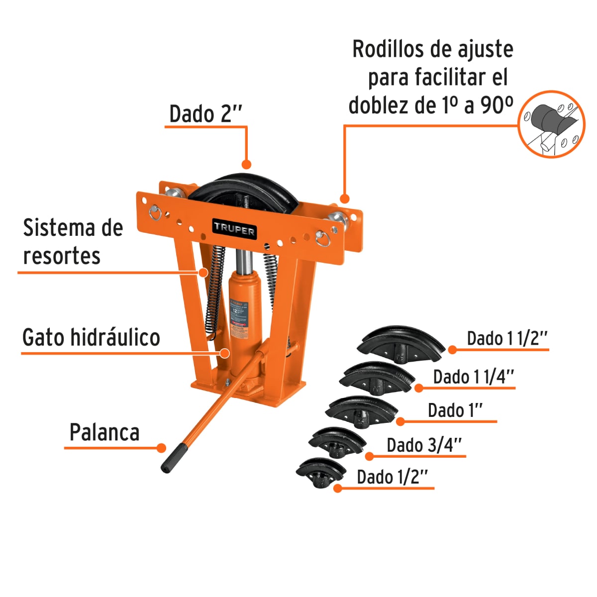 Dobladora De Tubos hidráulica 12 Ton Truper 128833