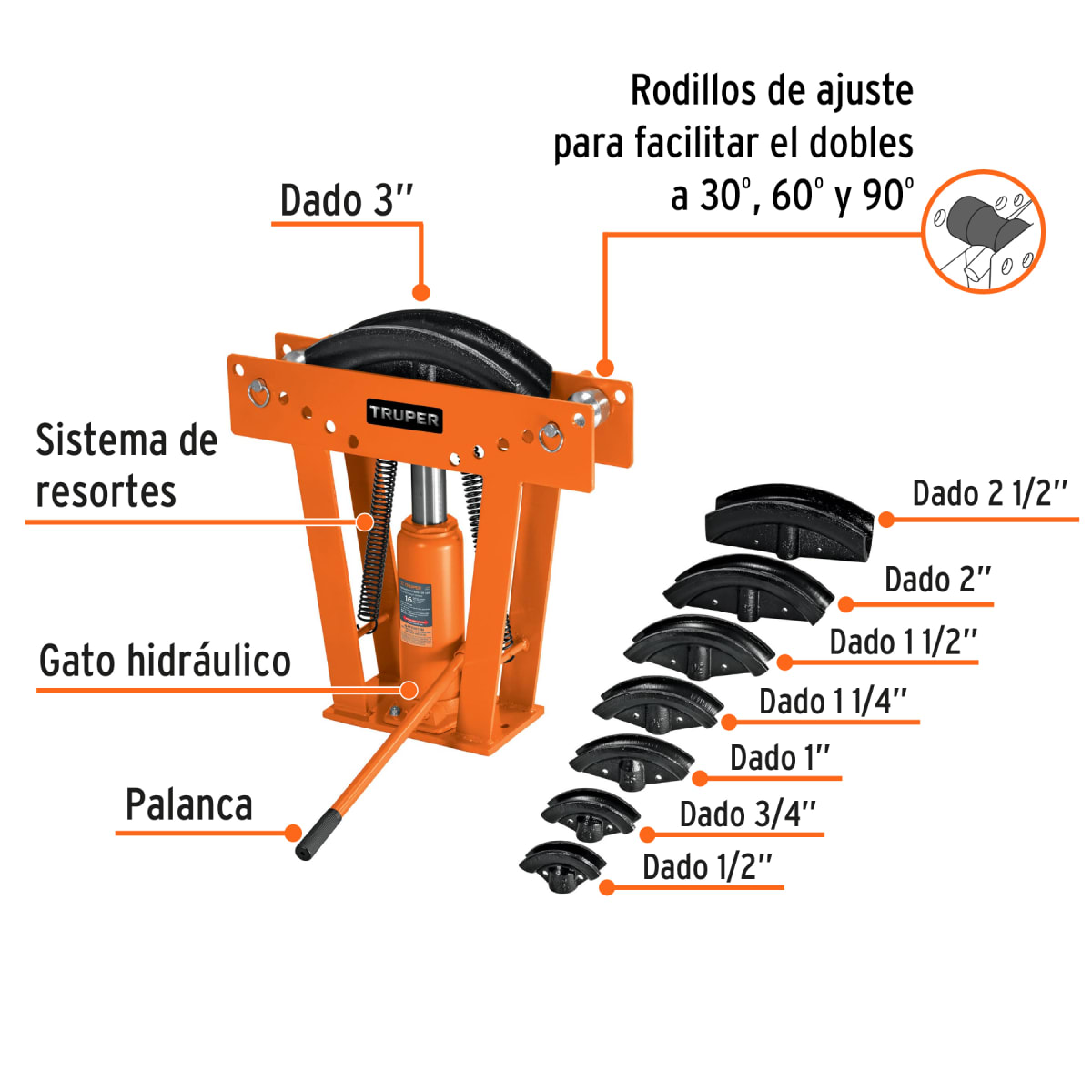Dobladora De Tubos hidráulica 16 Ton Truper 128842