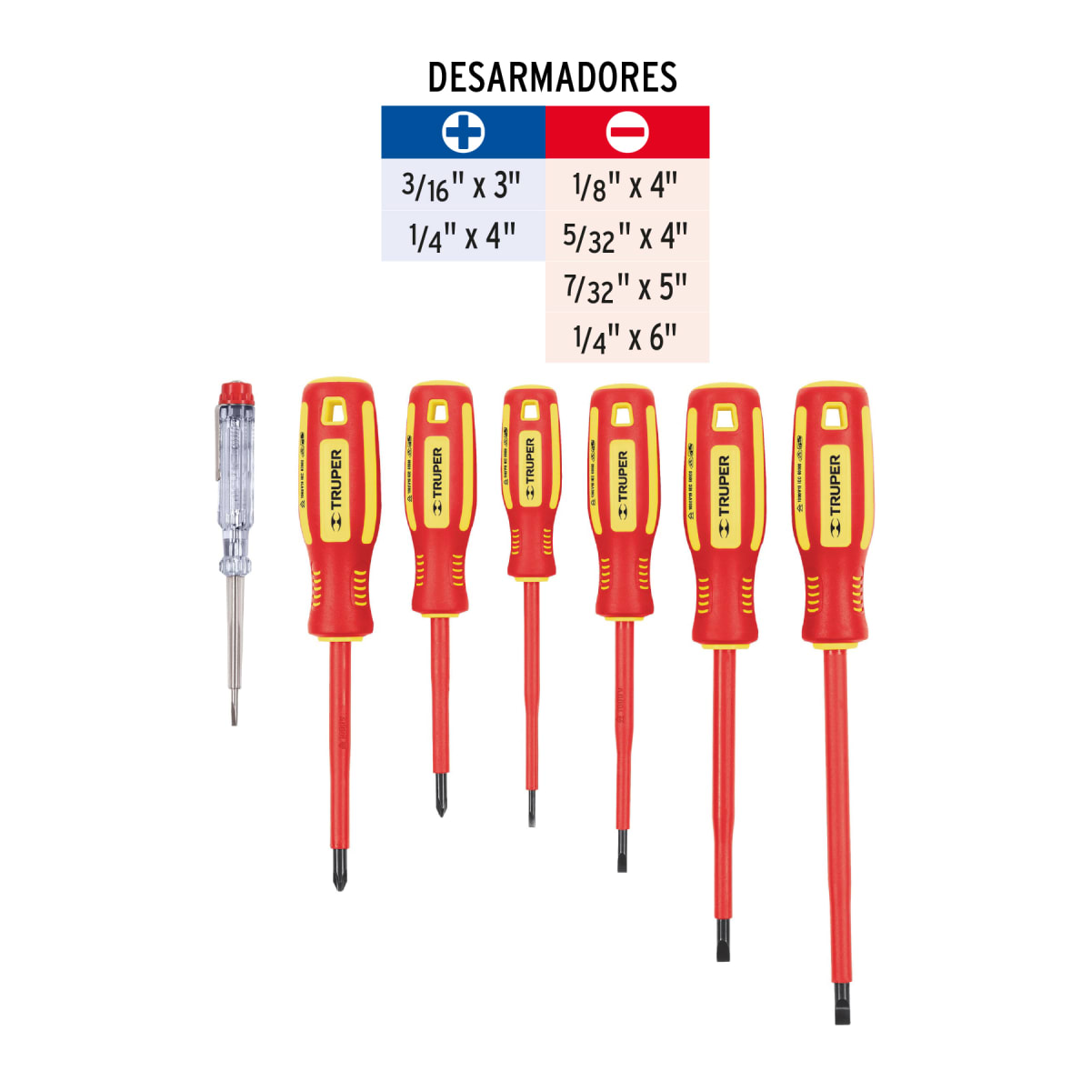 Juego De Desarmadores Dielectricos 1000V 7 Piezas Truper 141962