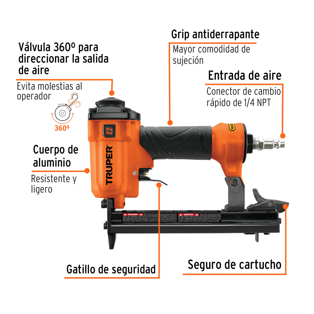 Engrapadora Neumatica Calibre 22 (0.7 mm) Truper 131772