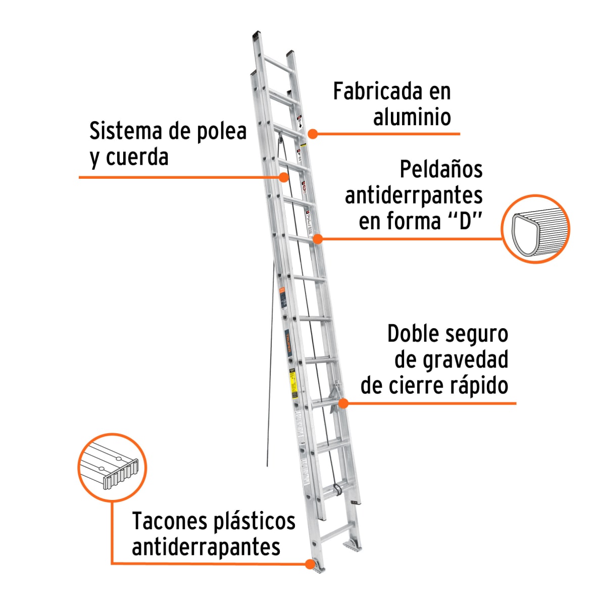 Escalera Telescópica, 24 Peldaños, Tipo III3