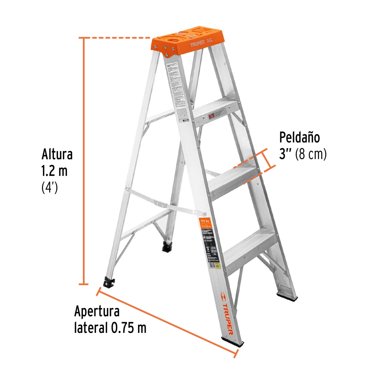 Escalera Tipo Tijera Aluminio 3 Pasos Tuper 104353