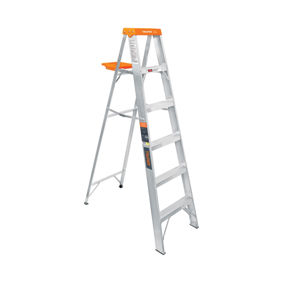 Escalera  tijera Aluminio tipo II con bandeja, 5 peldaños, 175 kg2