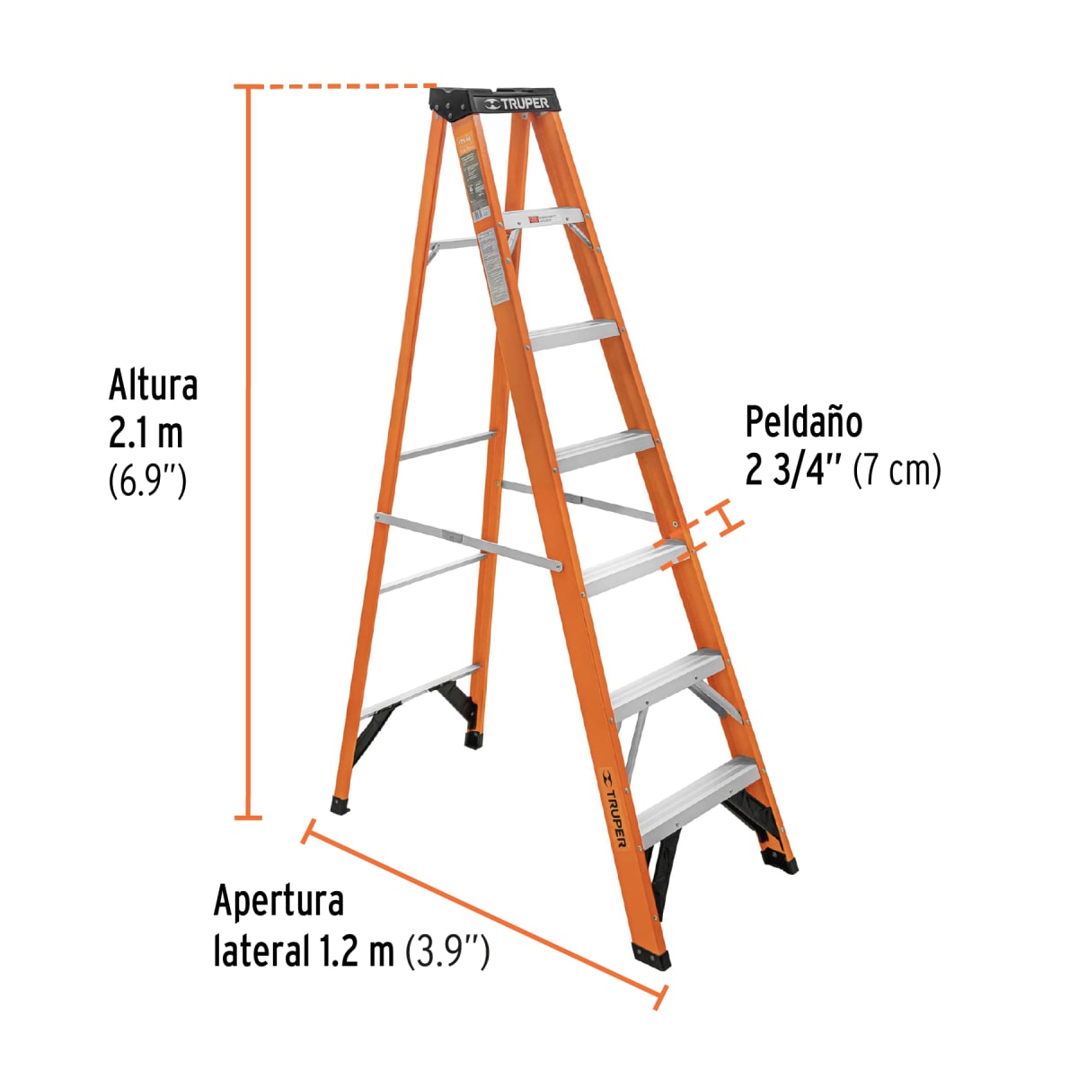 Escalera Fibra De  Vidrio Tipo Tijera 6 Escalones 175 Kg Tipo II Truper 1002262