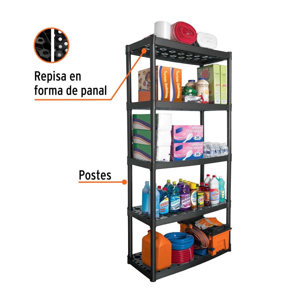 Estante Plástico Con 5 Repisas Uso Pesado Truper 199433