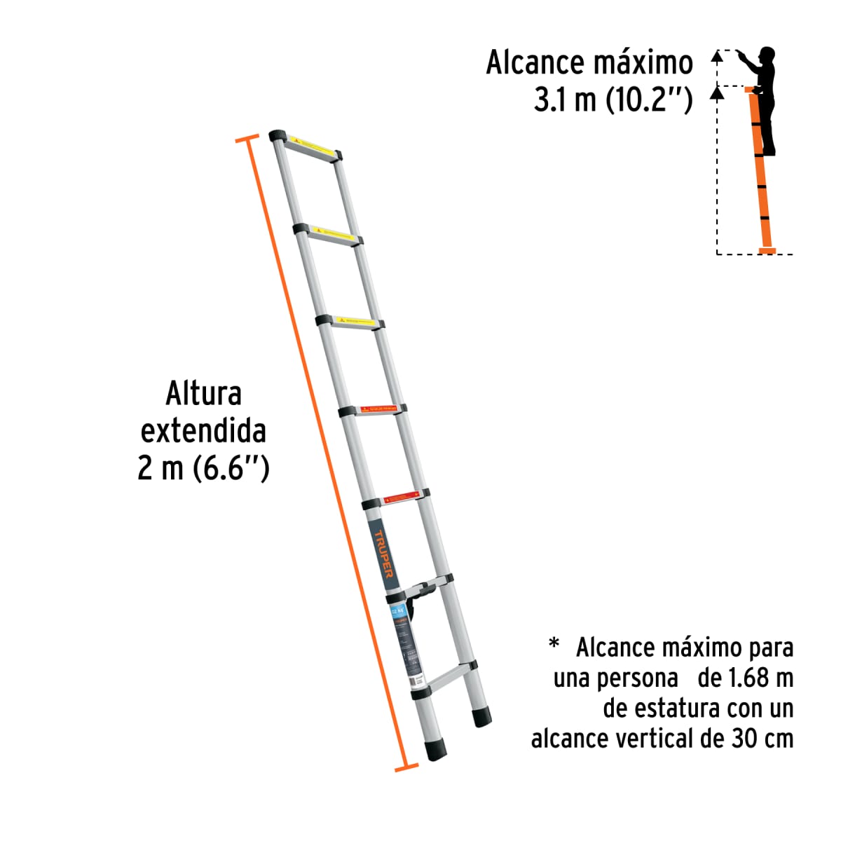 Escalera Telescópica 7 Escalones 102 Kg Tipo II4